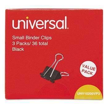 Universal® Small Binder Clips, 3/8" Capacity, 3/4" Wide, Black, 36/Pack - Janitorial Superstore