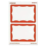 Universal® Border-Style Self-Adhesive Name Badges, 3 1/2 x 2 1/4, White/Red, 100/Pack - Janitorial Superstore