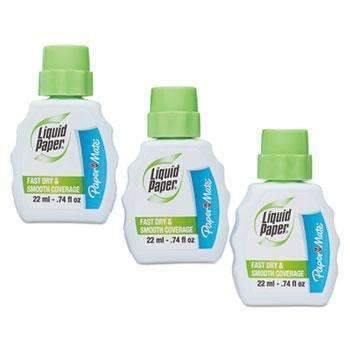 Paper Mate® Liquid Paper® Fast Dry Correction Fluid, 22 ml Bottle, White, 3/Pack - Janitorial Superstore