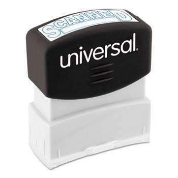 Universal® Message Stamp, SCANNED, Pre-Inked One-Color, Blue - Janitorial Superstore