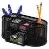 Rolodex™ Mesh Pencil Cup Organizer, Four Compartments, Steel, 9 1/3 x 4 1/2 x 4, Black - Janitorial Superstore