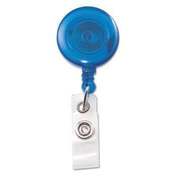 Advantus Translucent Retractable ID Card Reel, 34" Extension, Blue, 12/Pack - Janitorial Superstore