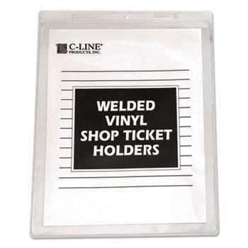 C-Line® Clear Vinyl Shop Ticket Holder, Both Sides Clear, 15", 8 1/2 x 11, 50/BX - Janitorial Superstore
