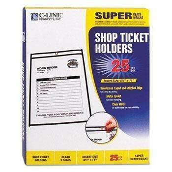 C-Line® Shop Ticket Holders, Stitched, Both Sides Clear, 50", 8 1/2 x 11, 25/BX - Janitorial Superstore