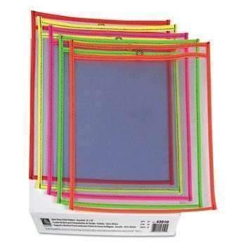 C-Line® Stitched Shop Ticket Holder, Neon, Assorted 5 Colors, 75", 9 x 12, 25/BX - Janitorial Superstore