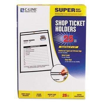C-Line® Shop Ticket Holders, Stitched, Both Sides Clear, 75", 9 x 12, 25/BX - Janitorial Superstore