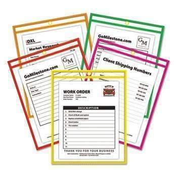 C-Line® Stitched Shop Ticket Holder, Neon, Assorted 5 Colors, 75", 9 x 12, 25/BX - Janitorial Superstore