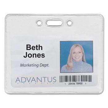 Advantus Proximity ID Badge Holder, Horizontal, 3 3/8w x 2 3/8h, Clear, 50/Pack - Janitorial Superstore