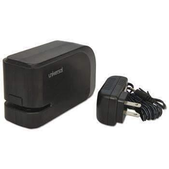 Universal® Electric Half-Strip Stapler w/Staple Channel Release, 20-Sheet Capacity, Black UNV43120 - Janitorial Superstore