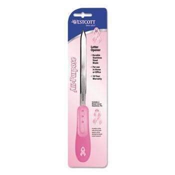 Westcott® Pink Ribbon Stainless Steel Letter Opener - Janitorial Superstore