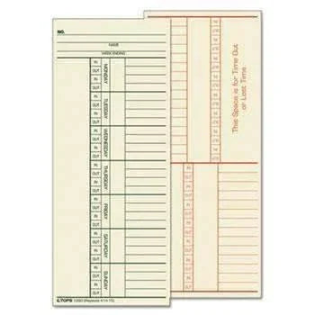 TOPS™ Time Card for Cincinnati, Named Days, Two-Sided, 3 3/8 x 8 1/4, 500/Box - Janitorial Superstore