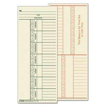 TOPS™ Time Card for Cincinnati, Named Days, Two-Sided, 3 3/8 x 8 1/4, 500/Box - Janitorial Superstore