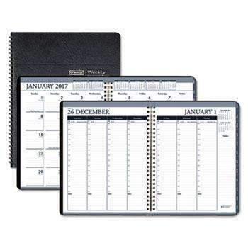 House of Doolittle™ Recycled Wirebound Weekly/Monthly Planner, 8 1/2 x 11, Black Leatherette, 2023 - Janitorial Superstore