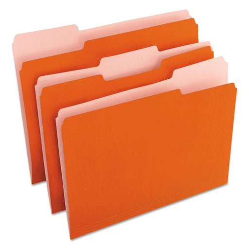 Universal Products Deluxe Colored Top Tab File Folders, 1/3-Cut Tabs, Letter Size, Orange/Light Orange, 100/Box - Janitorial Superstore