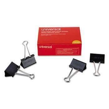 Universal® Large Binder Clips, 1" Capacity, 2" Wide, Black, 12/Box - Janitorial Superstore