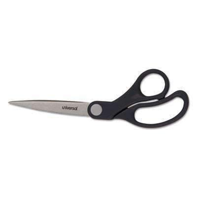 Universal Office Products Economy Scissors, 8" Length, Bent Handle, Stainless Steel, Black - Janitorial Superstore