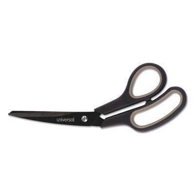 Universal Office Products Industrial Scissors, 8" Length, Bent, Black Carbon Coated Blades, Black/Gray - Janitorial Superstore