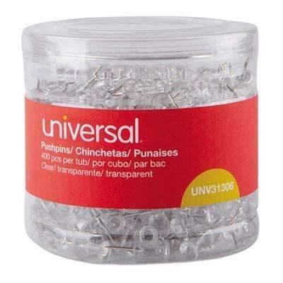 Universal Office Products Clear Push Pins, Plastic, 3/8", 400/Pack - Janitorial Superstore