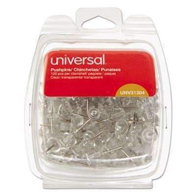 Universal® Clear Push Pins, Plastic, 3/8, 100/Pack — Janitorial Superstore