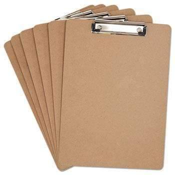 Universal® Hardboard Clipboard, 1/2" Capacity, Holds 8 1/2w x 12h, Brown, 6/Pack - Janitorial Superstore