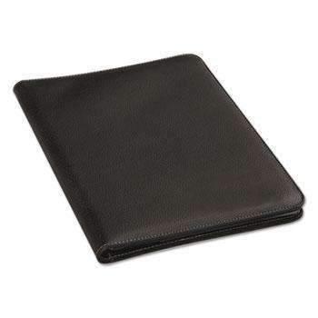 Universal® Leather-Look Pad Folio, Inside Flap Pocket w/Card Holder, Black - Janitorial Superstore