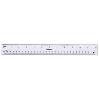 Universal® Clear Plastic Ruler, Standard/Metric, 12" - Janitorial Superstore