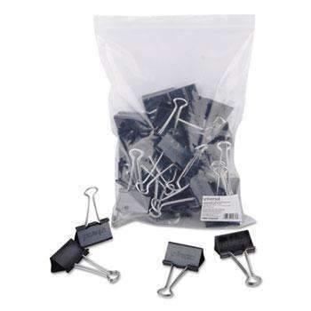 Universal® Large Binder Clips, Zip-Seal Bag, 1" Capacity, 2" Wide, Black, 36/Bag - Janitorial Superstore