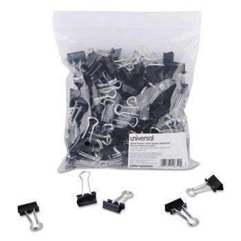 Universal® Small Binder Clips, Zip-Seal Bag, 3/8" Capacity, 3/4" Wide, Black, 144/Bag - Janitorial Superstore