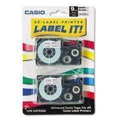 CASIO, INC. Tape Cassettes for KL Label Makers, 9mm x 26ft, Black on White, 2/Pack - Janitorial Superstore
