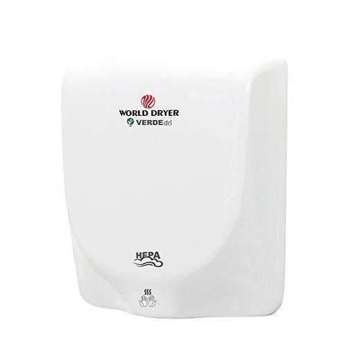 World Dryer Q-974A VERDEdri Hi-Speed Surface-Mounted ADA Compliant Hand Dryer, Aluminum, 110-240V, White - Janitorial Superstore