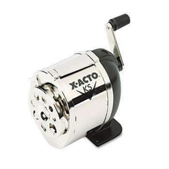 X-ACTO KS Manual Classroom Pencil Sharpener, Counter/Wall-Mount, Black/Nickel-plated - Janitorial Superstore
