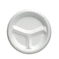White 3 Compartment Foam Plate - 10.25
