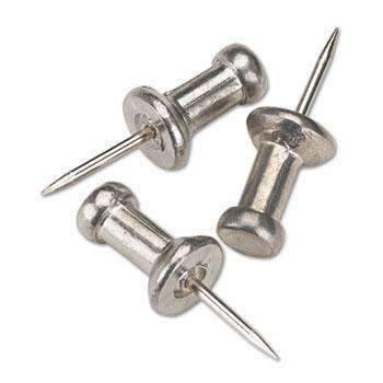 GEM® Aluminum Head Push Pins, Aluminum, Silver, 3/8", 100/Box - Janitorial Superstore