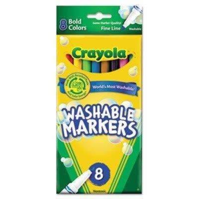 Crayola 587836 Washable Markers, Fine Point, Bold Colors, 8/Set - Janitorial Superstore