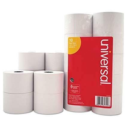 Universal Products Impact & Inkjet Print Bond Paper Rolls, 0.5" Core, 1.75" x 138 ft, White, 10/Pack - Janitorial Superstore