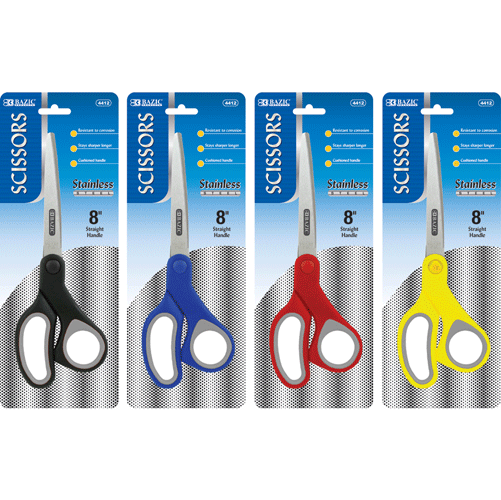 BAZIC 8" Soft Grip Stainless Steel Scissors - Janitorial Superstore