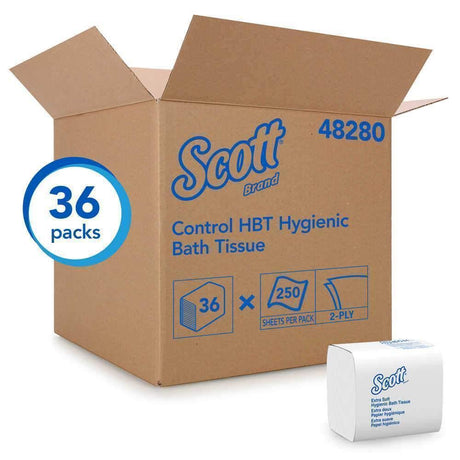 Scott® 48280 Control HBT Hygienic Bath Tissue, 36 Packs of 250 Sheets (Elite Program) - Janitorial Superstore