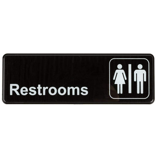 Black and White Unisex Restrooms Sign 9" x 3" - Janitorial Superstore