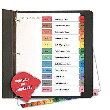 Universal Table of Contents Dividers, Assorted Color 26-Tab, A-Z, Letter, White, 26/Set - Janitorial Superstore