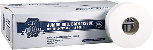 Empress Elite Jumbo Roll Tissue 9" 2 Ply White 12 Rolls per case - Janitorial Superstore