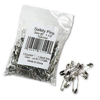 Charles Leonard, Inc. Safety Pins, Nickel-Plated, Steel, 1 1/2" Length, 144/Pack - Janitorial Superstore