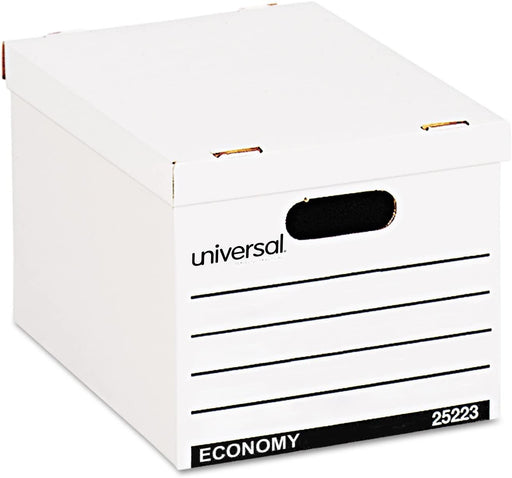 Universal Basic-Duty Economy Record Storage Boxes, Letter/Legal Files, 12" x 15" x 10", White, 10/Carton - Janitorial Superstore
