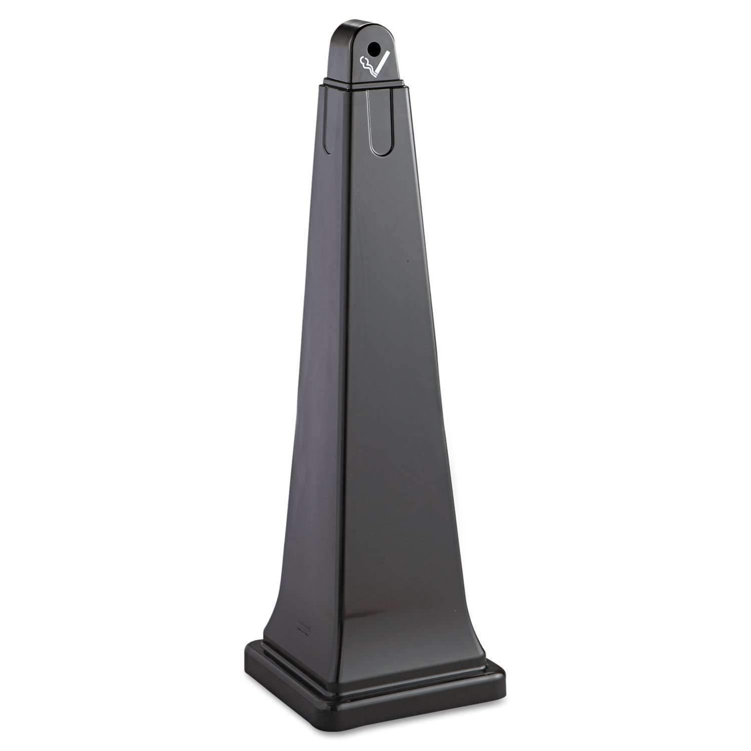 Rubbermaid Commercial RCP 2570-88 BLA Grounds Keeper Cigarette Waste Collector, Pyramid, Plastic/Steel, Black - Janitorial Superstore