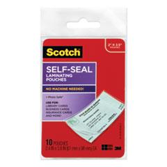 Self-Sealing Laminating Pouches, 9 mil, 3.8" x 2.4", Gloss Clear, 10/Pack - Janitorial Superstore