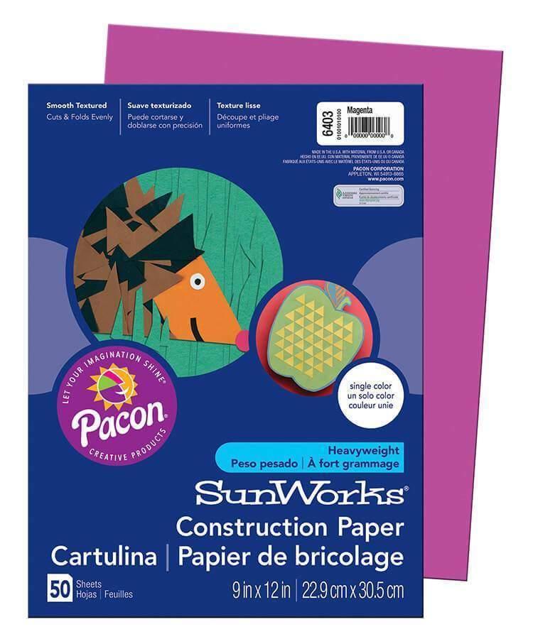 Construction Paper (6403), 58 lbs., 9 x 12, Magenta, 50 Sheets/Pack - Janitorial Superstore