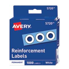 AVERY PRODUCTS CORPORATION Dispenser Pack Hole Reinforcements, 1/4" Dia, White, 1000/Pack, (5720) - Janitorial Superstore