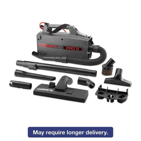 Oreck Commercial XL Pro 5 Canister Vacuum, 120 V, 5 1/4" x 8" x 13 1/2", Gray - Janitorial Superstore