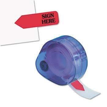 Redi-Tag® Arrow Message Page Flags in Dispenser, "Sign Here", Red, 120 Flags/ Dispenser - Janitorial Superstore