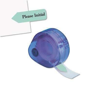 Redi-Tag® Arrow Message Page Flags in Dispenser, "Please Initial", Mint, 120/Dispenser - Janitorial Superstore