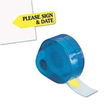 Redi-Tag® Arrow Message Page Flags in Dispenser, "Please Sign and Date", Yellow, 120 Flags - Janitorial Superstore